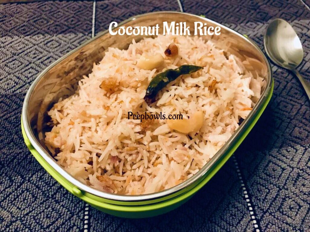 Thengai paal Sadam Coconut Milk Rice Recipe Plain Ghee Rice Cashew and raisins