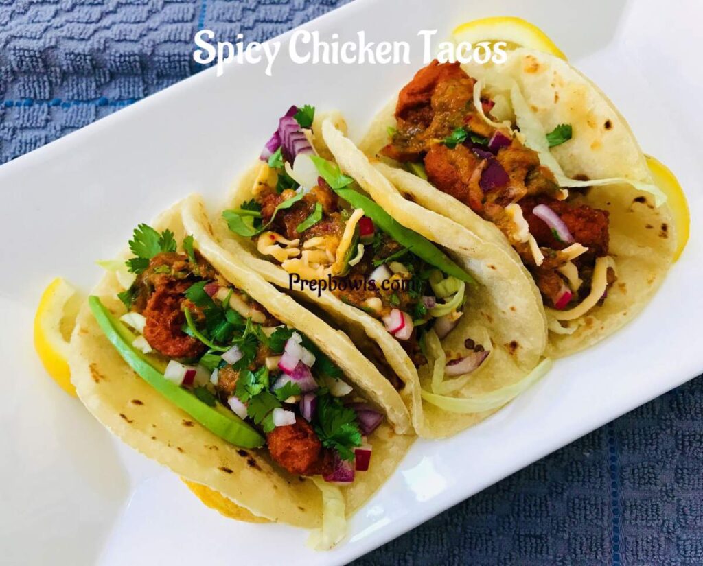 Non Vegetarian Spicy Chicken Taco With Mango Radish Salsa Fried Indian Spiced Mexican Soft Flour